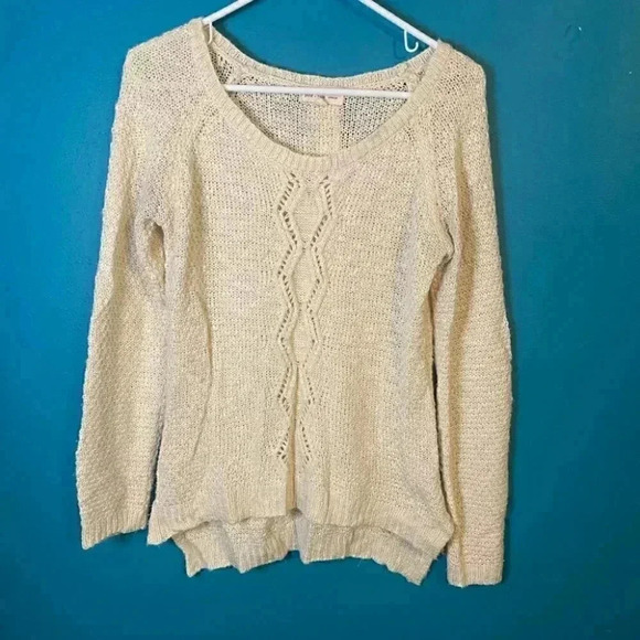 Pink Rose Cream Button Down Back Sweater - Picture 2 of 5